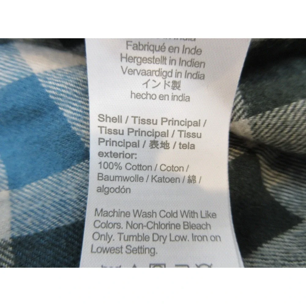 J CREW Shirt Mens L Blue Plaid Cotton Flannel Long Sleeve Button Up Slim Casual